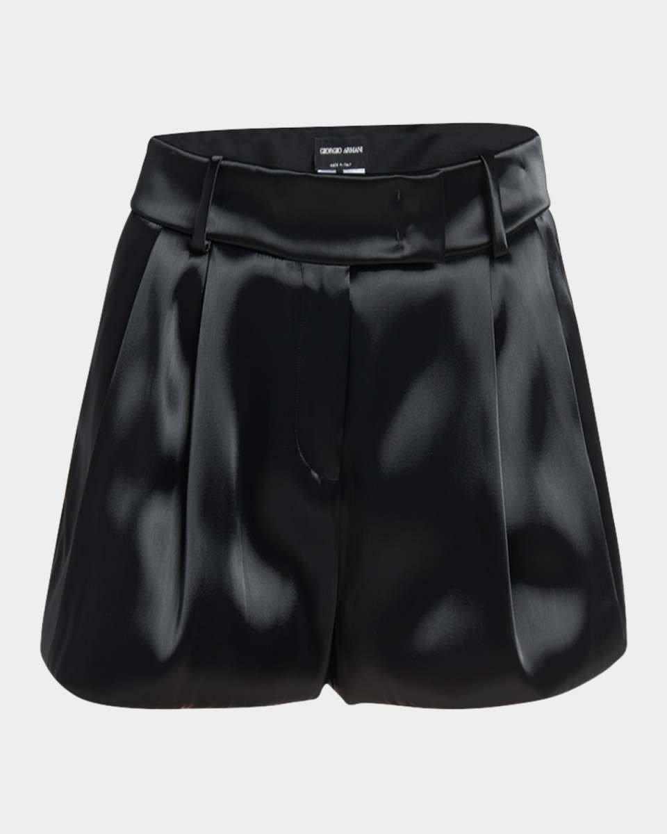 Pleated Liquid Silk Balloon Shorts